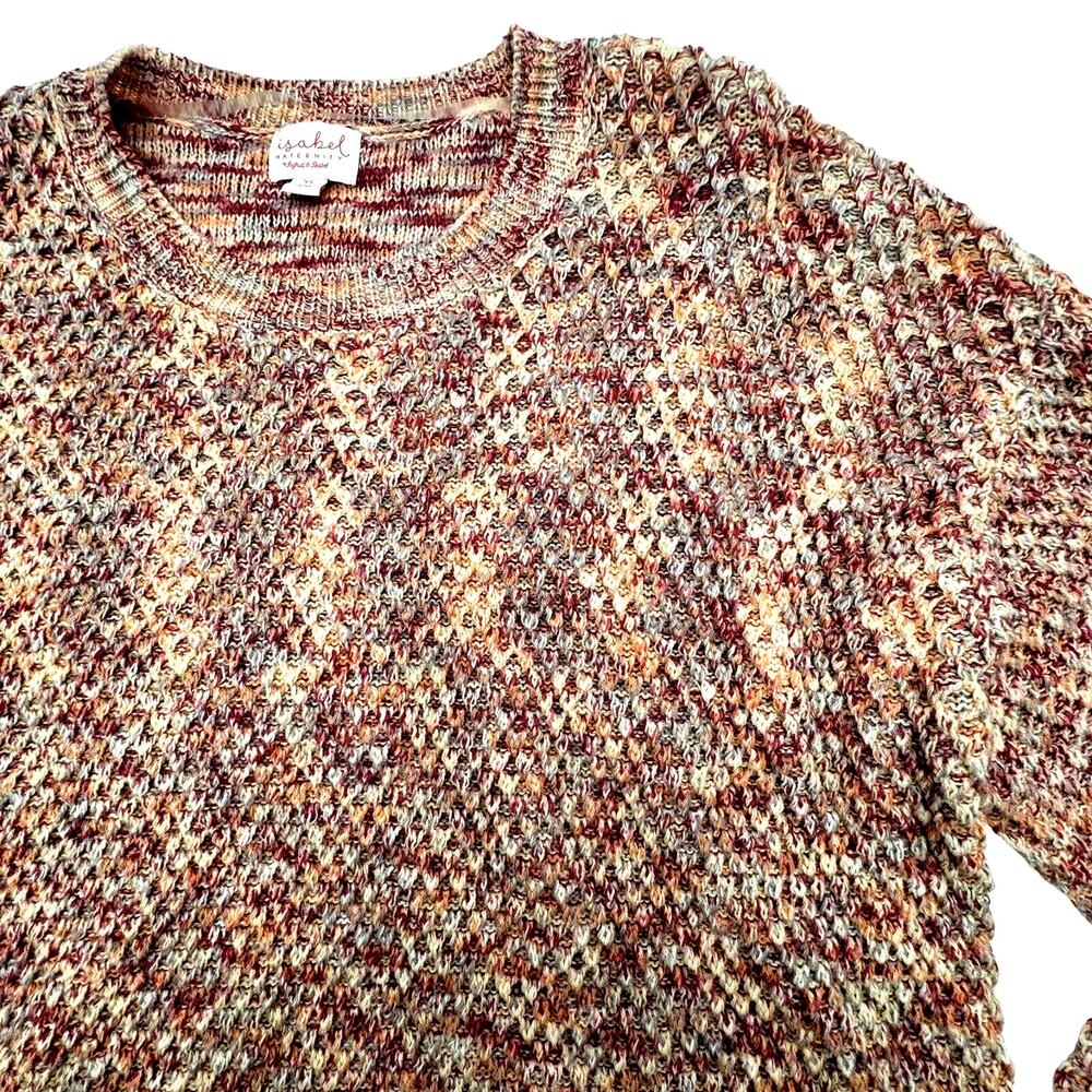 ISABEL MATERNITY Women's XL Pink Purple Waffle Knit Crewneck Tunic Sweater Cozy